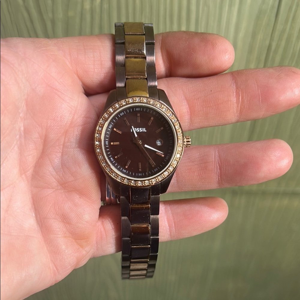 Fossil Two-Tone Watch Brown with Gold Accents